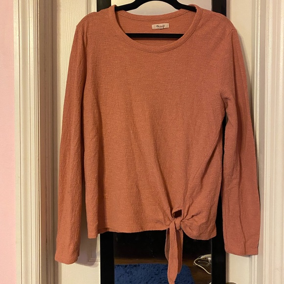Madewell Tops - Madewell Women's Rusty Rose Textured Long Sleeve Knotted Top Size L